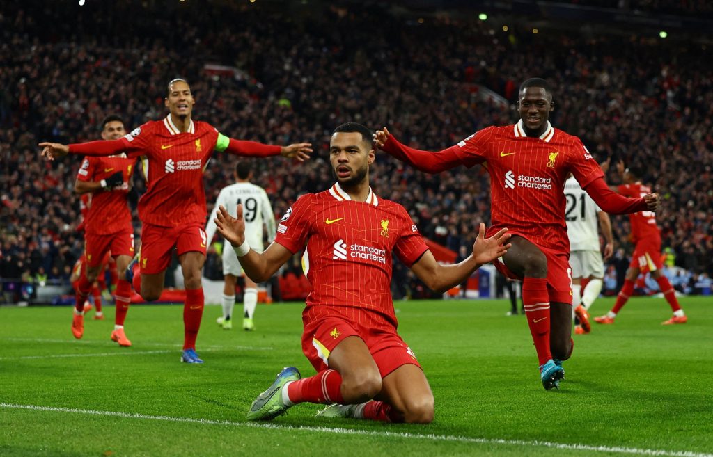Cody Gakpo scores for Liverpool against Real Madrid