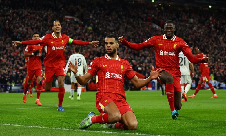 Cody Gakpo scores for Liverpool against Real Madrid